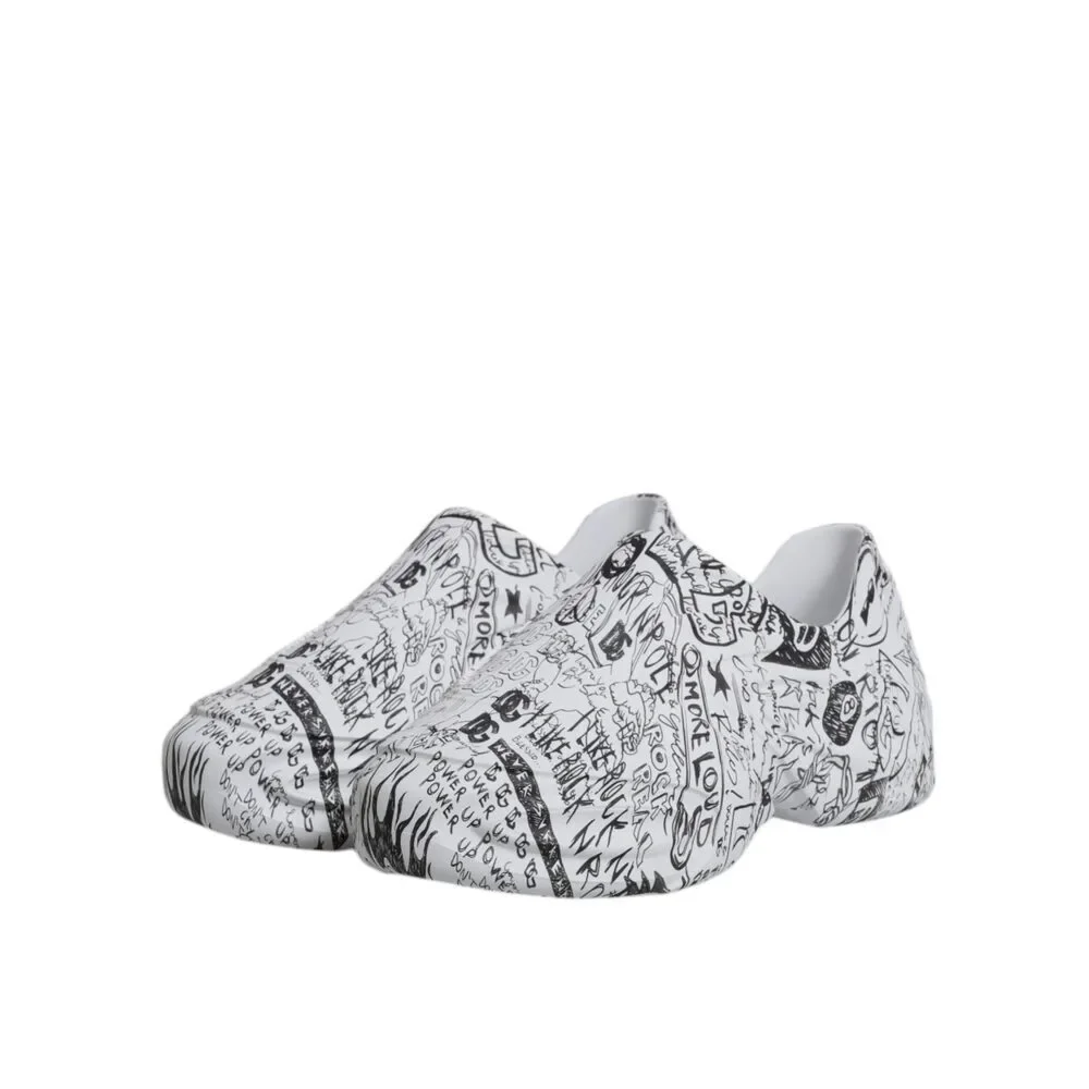 Dolce & Gabbana White Black Graffiti Daymaster Sneakers Shoes - Picture 4 of 9